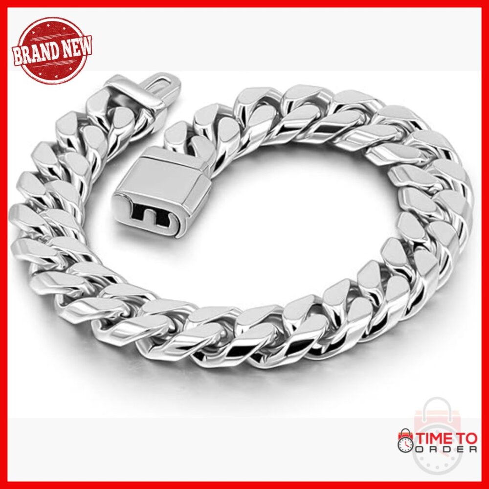 Sterling Silver Cuban Link Bracelet 8.5" 10-12MM Men's Heavy Duty Jewelry